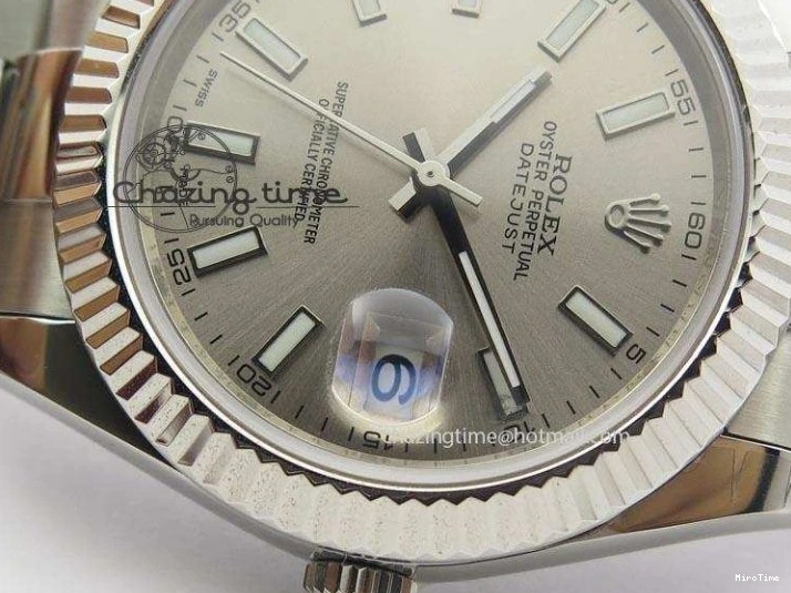 MiroTime 0213 Datejust II 116334 SS 41mm Sliver Gray Dial Sticks Markers On SS Bracelet A Cozy 3892